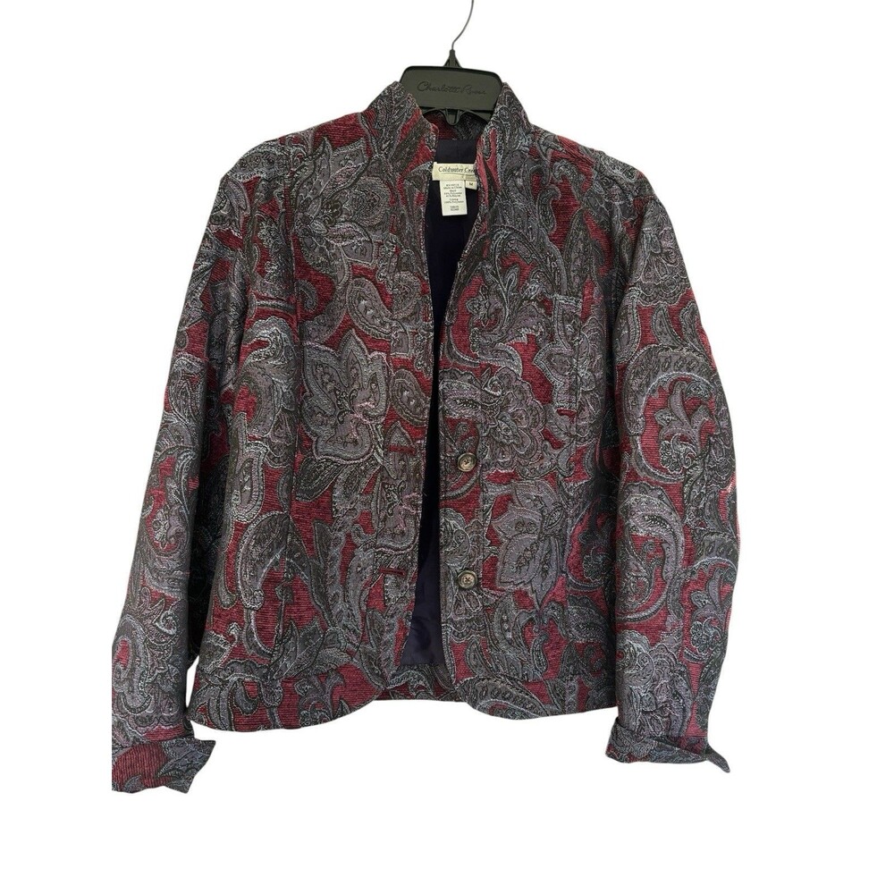 Vtg Coldwater Creek Tapestry Paisley Blazer, Purple Burgundy Witchy Whimsigoth M